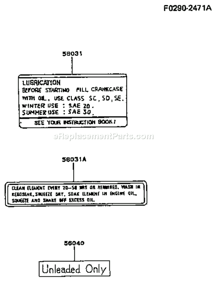 Page H Diagram and Parts List for FA076D EM80 Kawasaki Engine