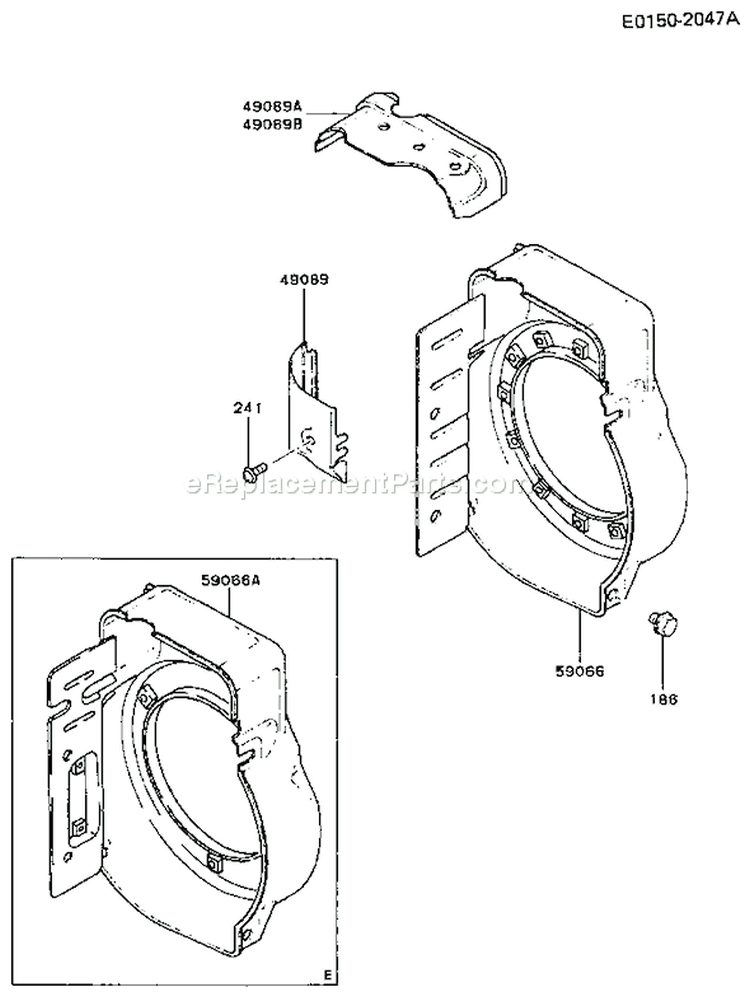 Page D Diagram and Parts List for FA076D ES05 Kawasaki Engine