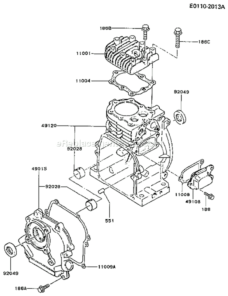 Page E Diagram and Parts List for FA076D ES05 Kawasaki Engine