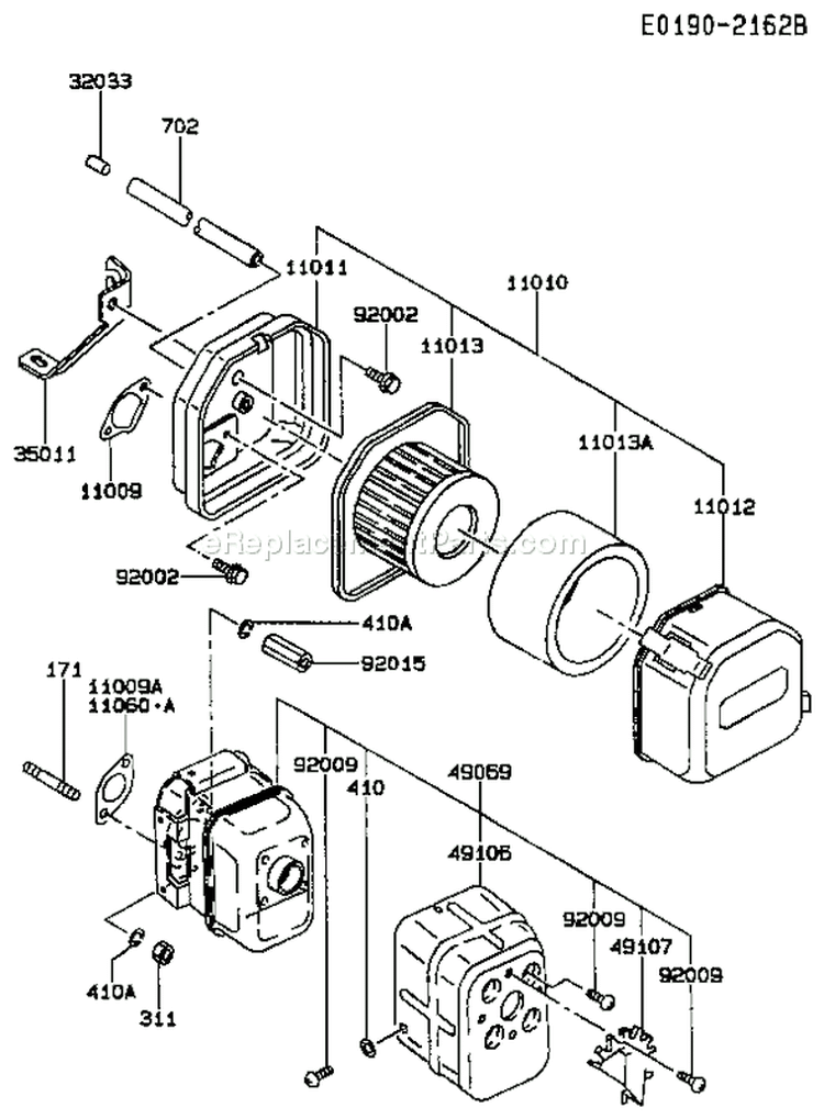 Page A Diagram and Parts List for FA076D FS04 Kawasaki Engine