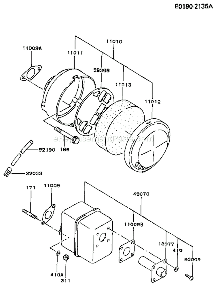 Page A Diagram and Parts List for FA130D AS18 Kawasaki Engine