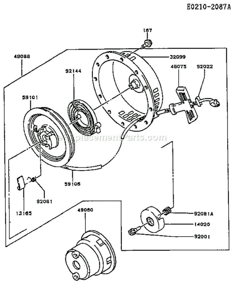 Page J Diagram and Parts List for FA130D AS18 Kawasaki Engine