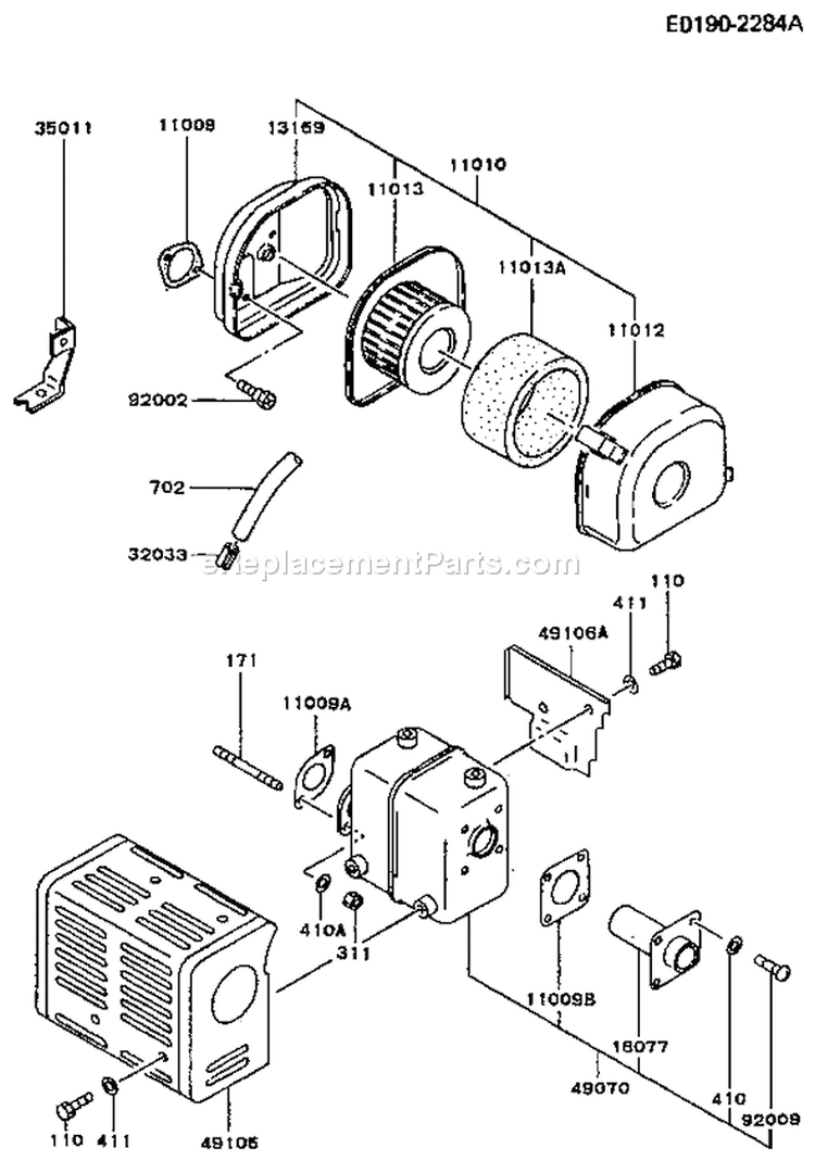 Page A Diagram and Parts List for FA130D AS61 Kawasaki Engine