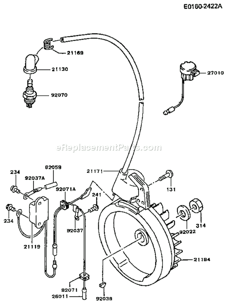 Page F Diagram and Parts List for FA130D AS61 Kawasaki Engine
