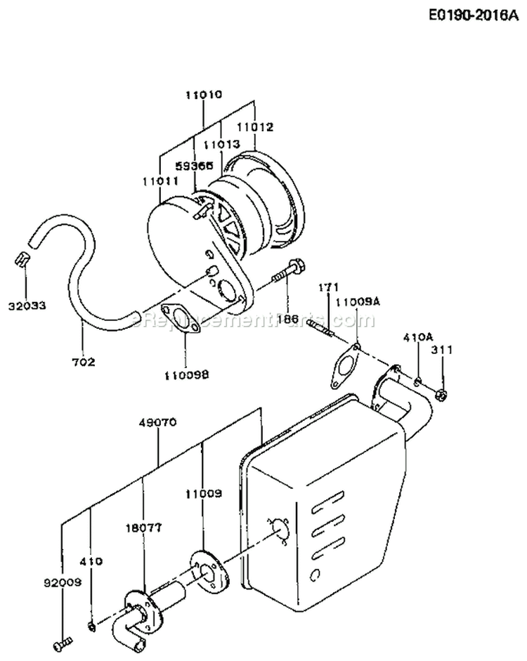 Page A Diagram and Parts List for FA130D BS10 Kawasaki Engine