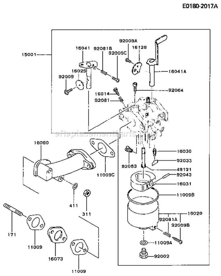 Page B Diagram and Parts List for FA130D BS10 Kawasaki Engine