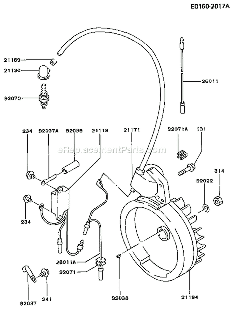 Page F Diagram and Parts List for FA130D BS10 Kawasaki Engine