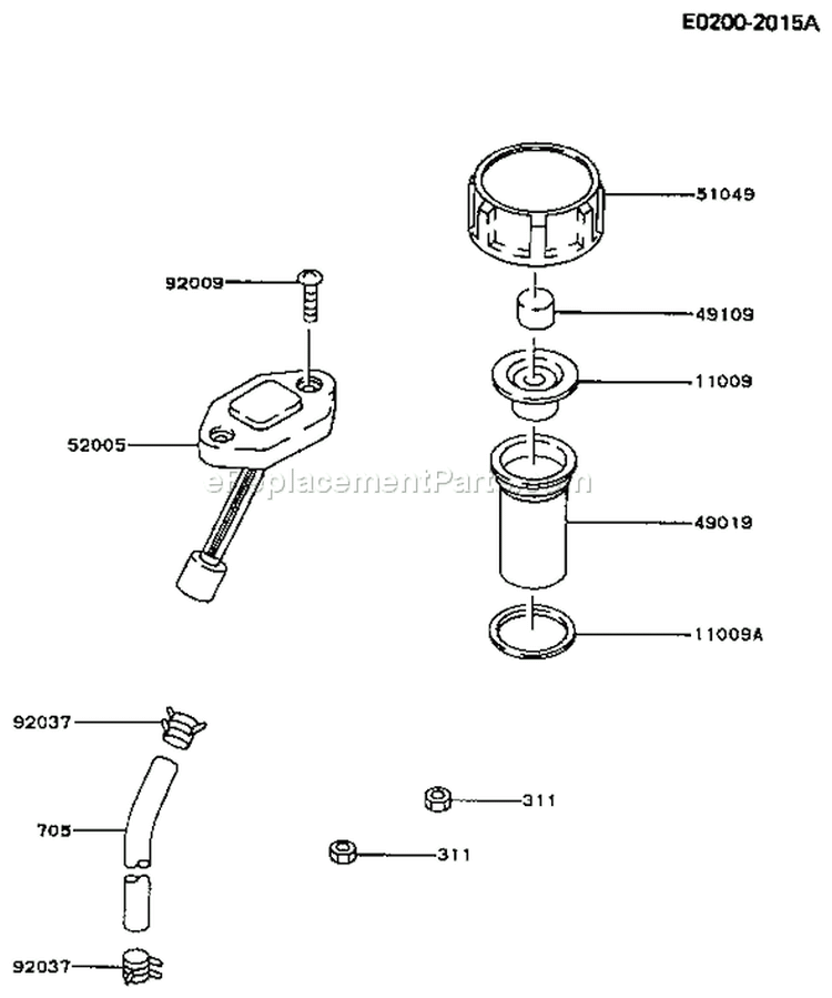 Page G Diagram and Parts List for FA076D ES05 Kawasaki Engine