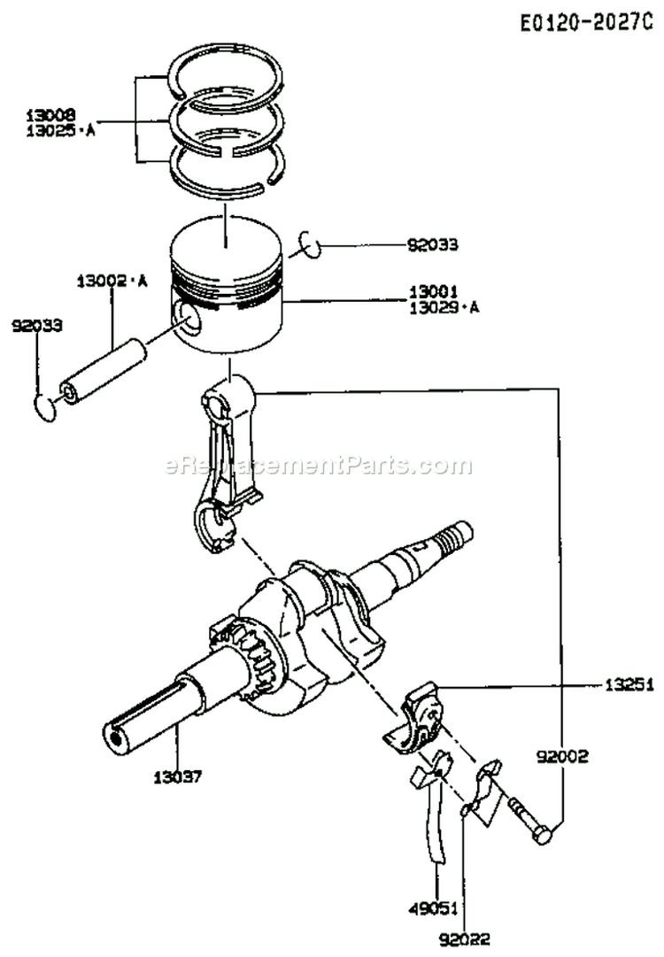 Page J Diagram and Parts List for FA130D BS19 Kawasaki Engine