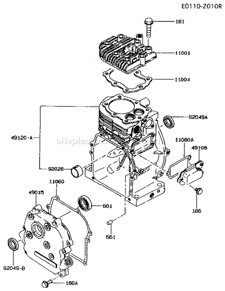 Page E Diagram and Parts List for FA130D BS19 Kawasaki Engine