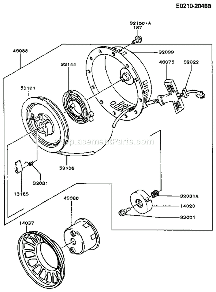 Page K Diagram and Parts List for FA130D AS21 Kawasaki Engine