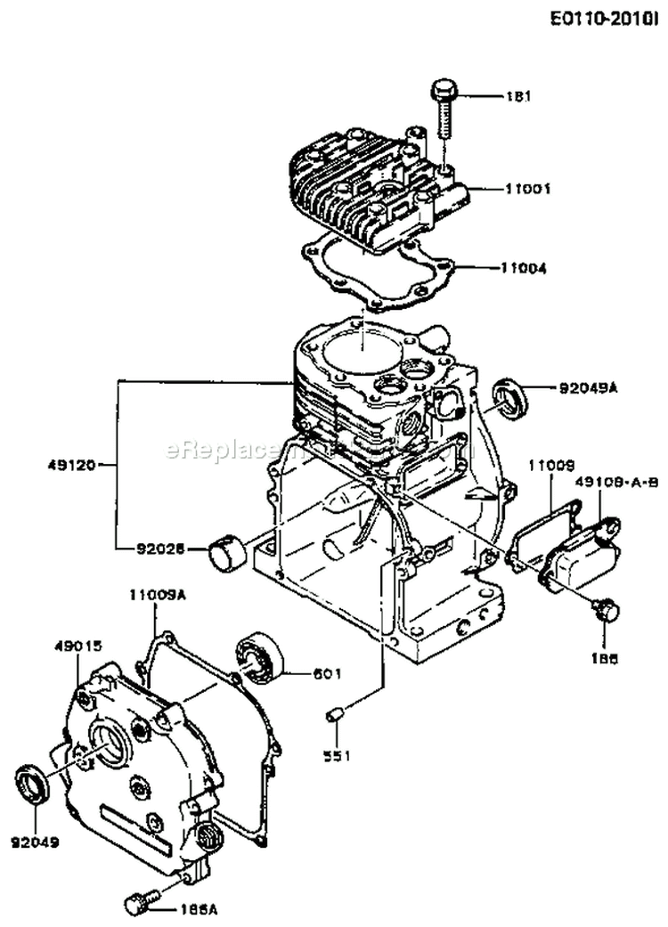 Page E Diagram and Parts List for FA130D AS21 Kawasaki Engine