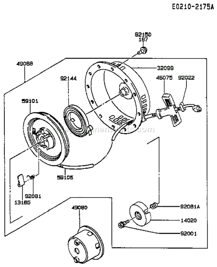 Page L Diagram and Parts List for FA130D CG20 Kawasaki Engine