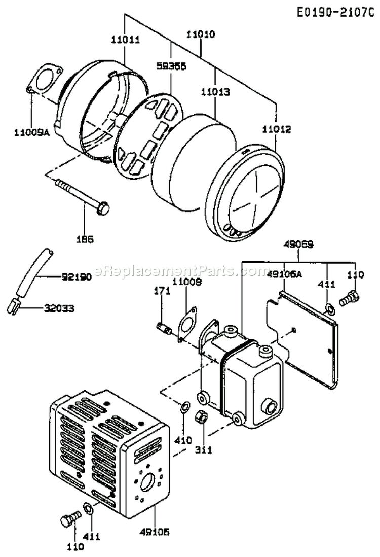 Page B Diagram and Parts List for FA130D CG20 Kawasaki Engine