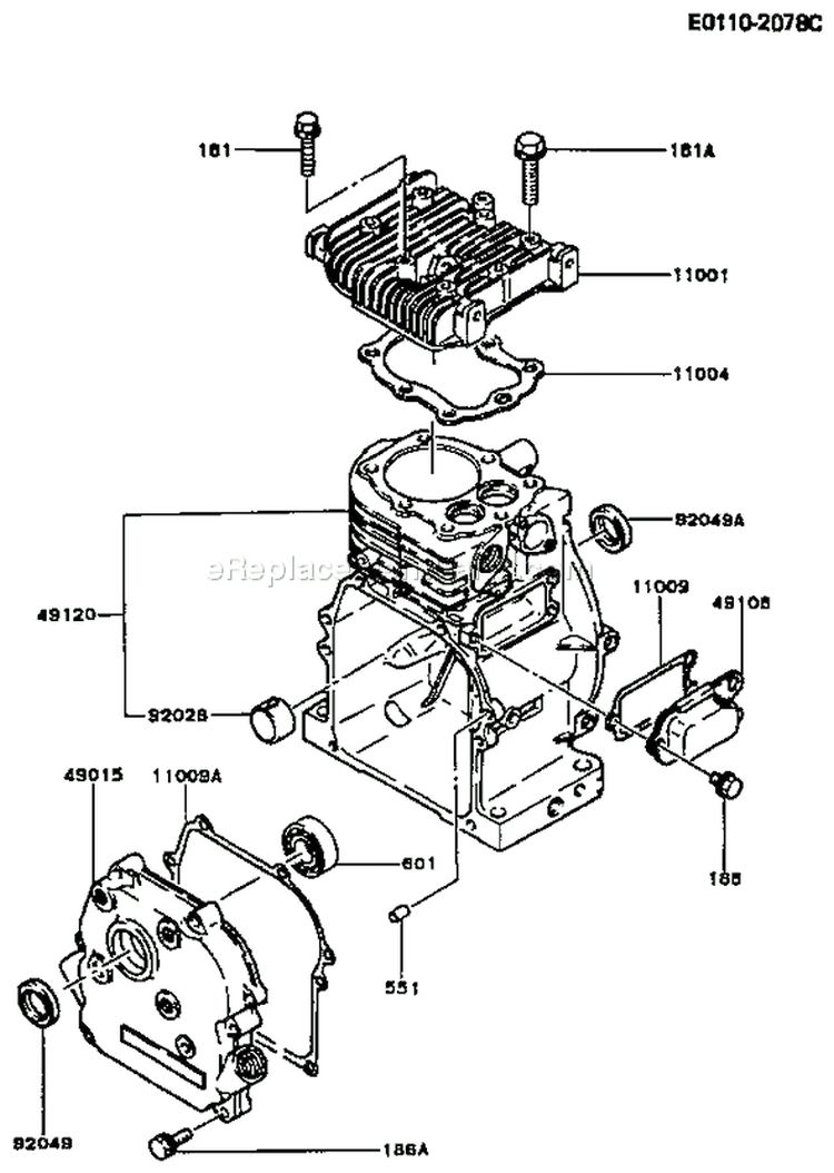 Page F Diagram and Parts List for FA130D CG20 Kawasaki Engine