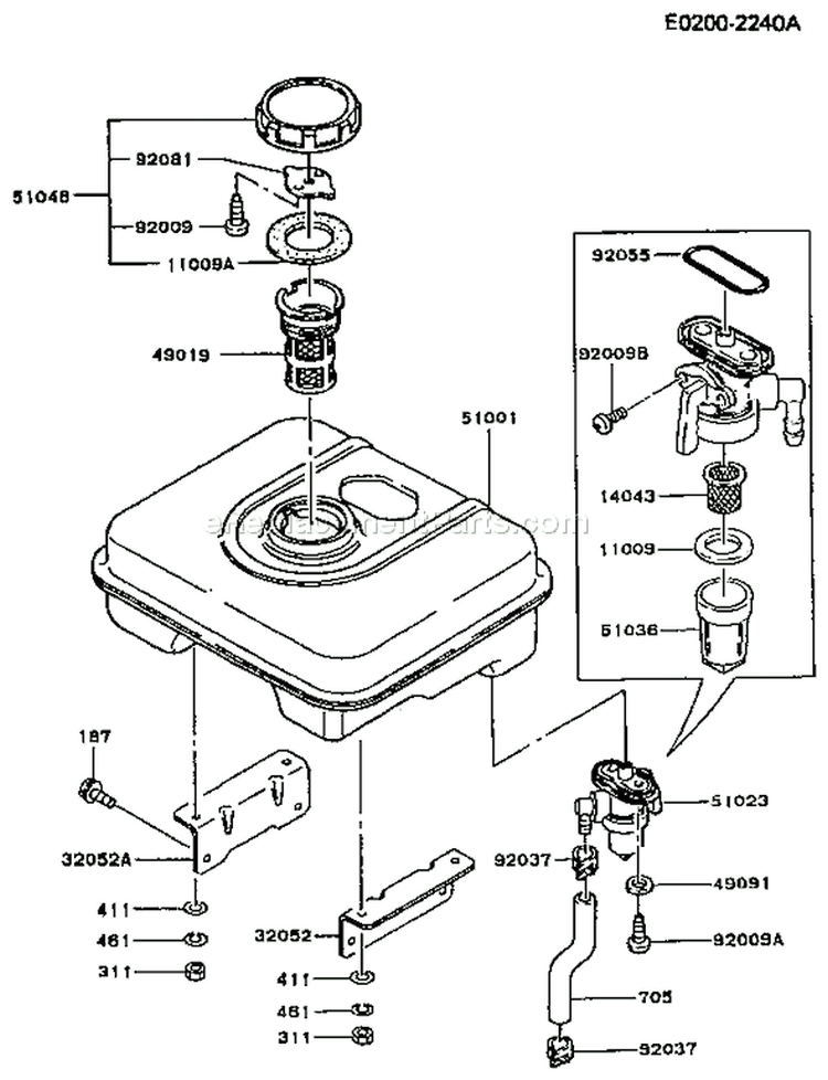 Page H Diagram and Parts List for FA130D CG20 Kawasaki Engine