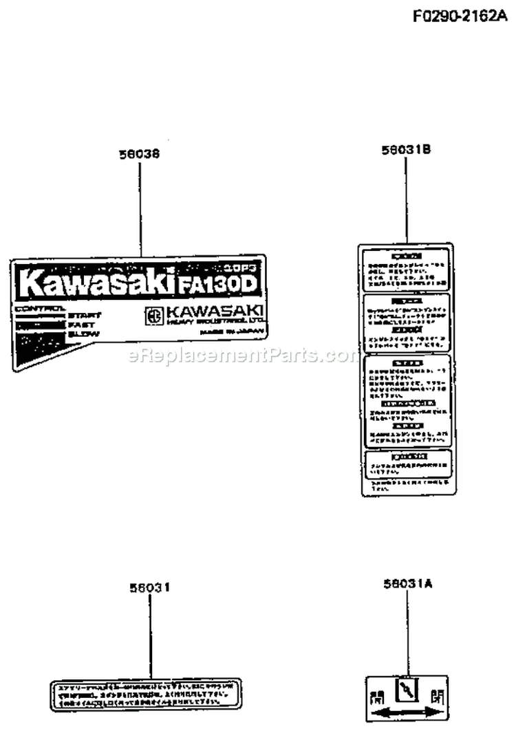 Page I Diagram and Parts List for FA130D CG20 Kawasaki Engine