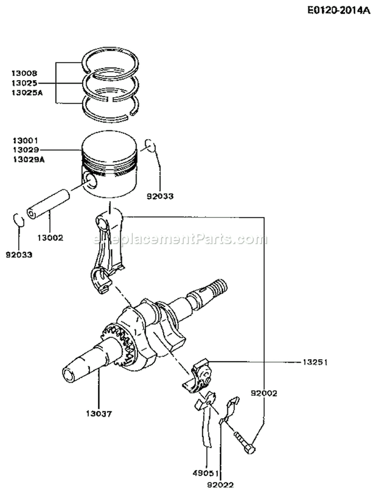Page J Diagram and Parts List for FA130D BS10 Kawasaki Engine