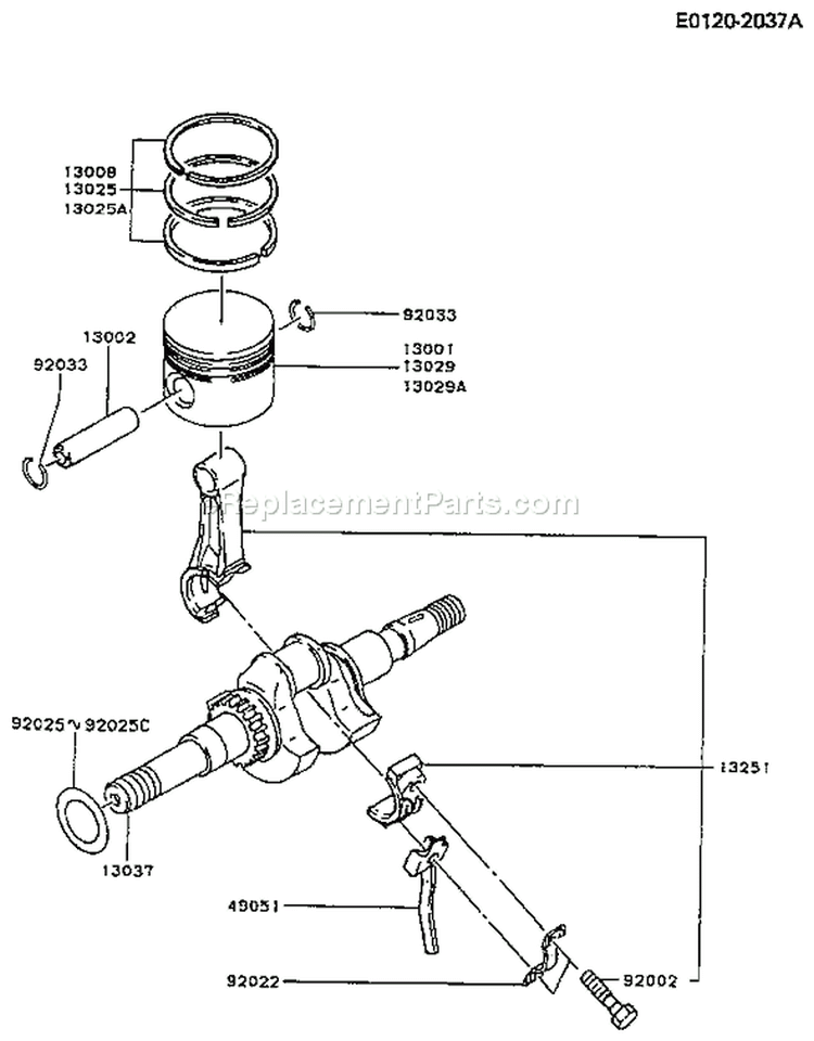 Page J Diagram and Parts List for FA130D CS08 Kawasaki Engine