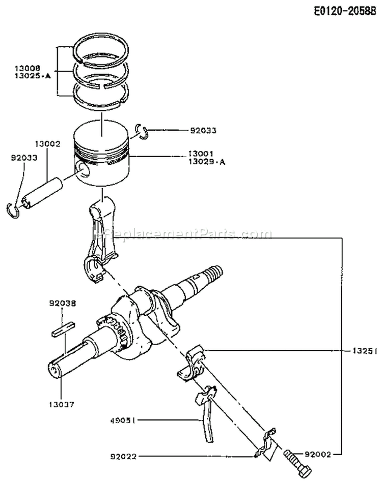 Page J Diagram and Parts List for FA130D CS15 Kawasaki Engine