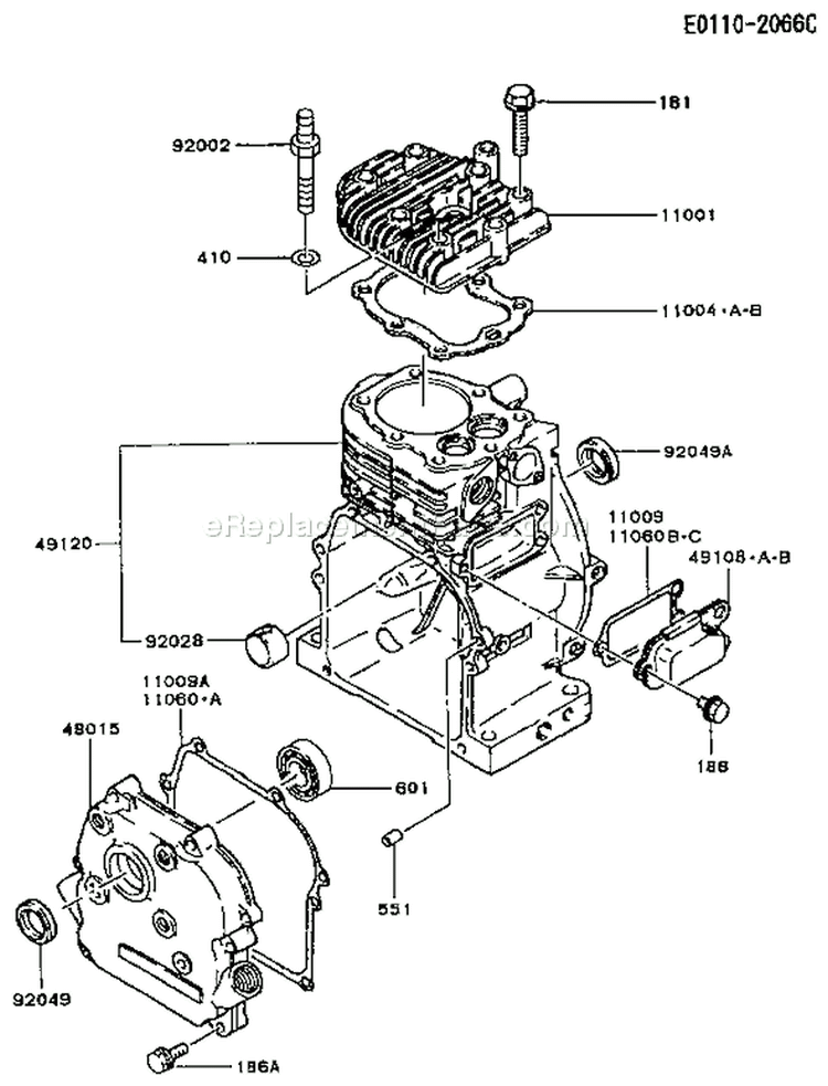 Page E Diagram and Parts List for FA130D CS15 Kawasaki Engine