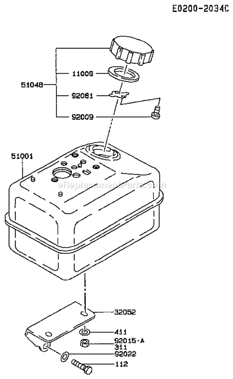 Page G Diagram and Parts List for FA130D CS15 Kawasaki Engine