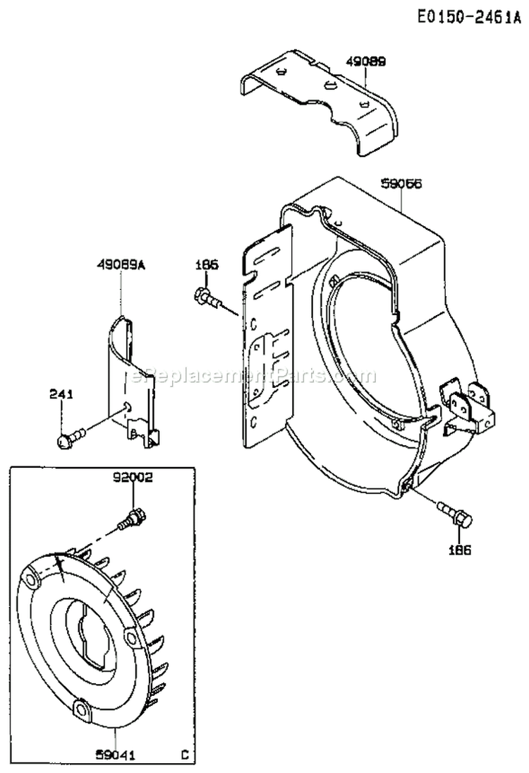 Page D Diagram and Parts List for FA130D CS20 Kawasaki Engine