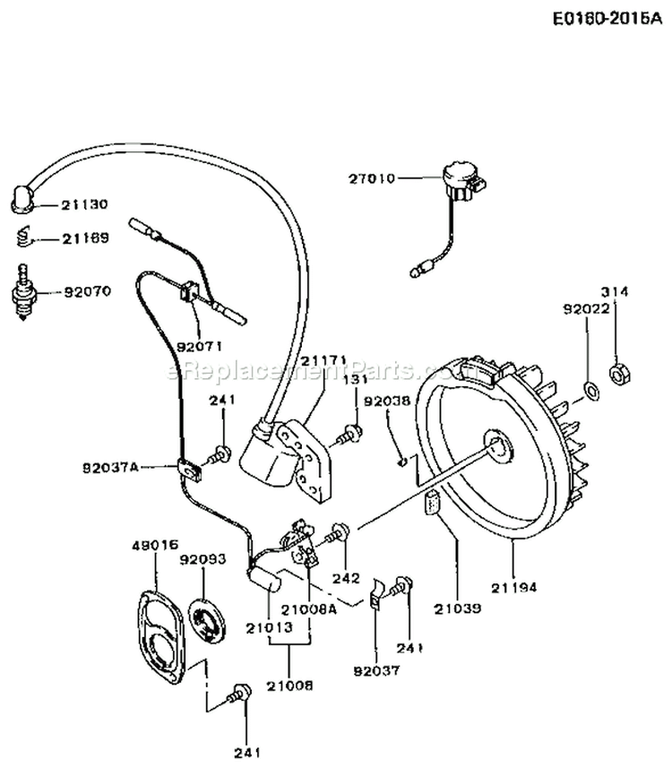 Page F Diagram and Parts List for FA130D BS07 Kawasaki Engine