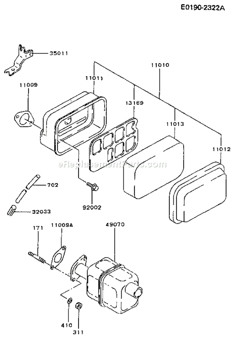Page B Diagram and Parts List for FA130D FJ80 Kawasaki Engine
