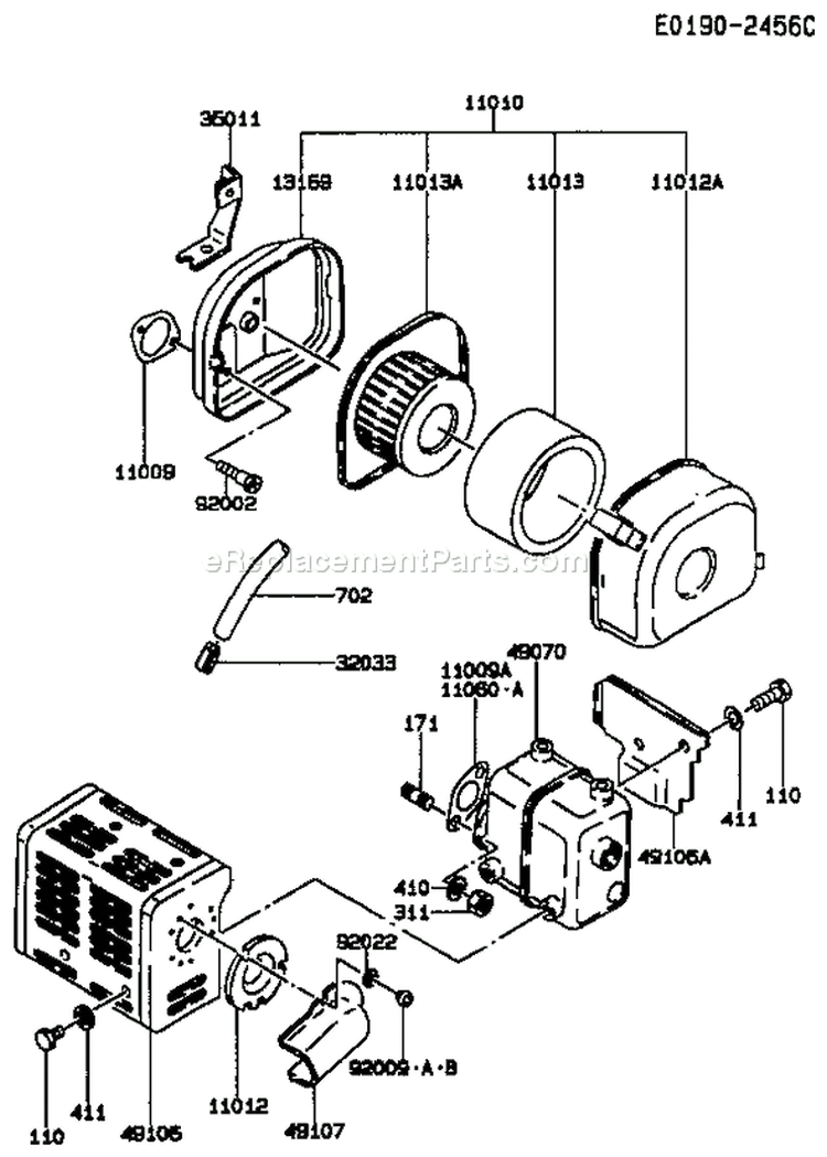 Page A Diagram and Parts List for FA130D ES01 Kawasaki Engine
