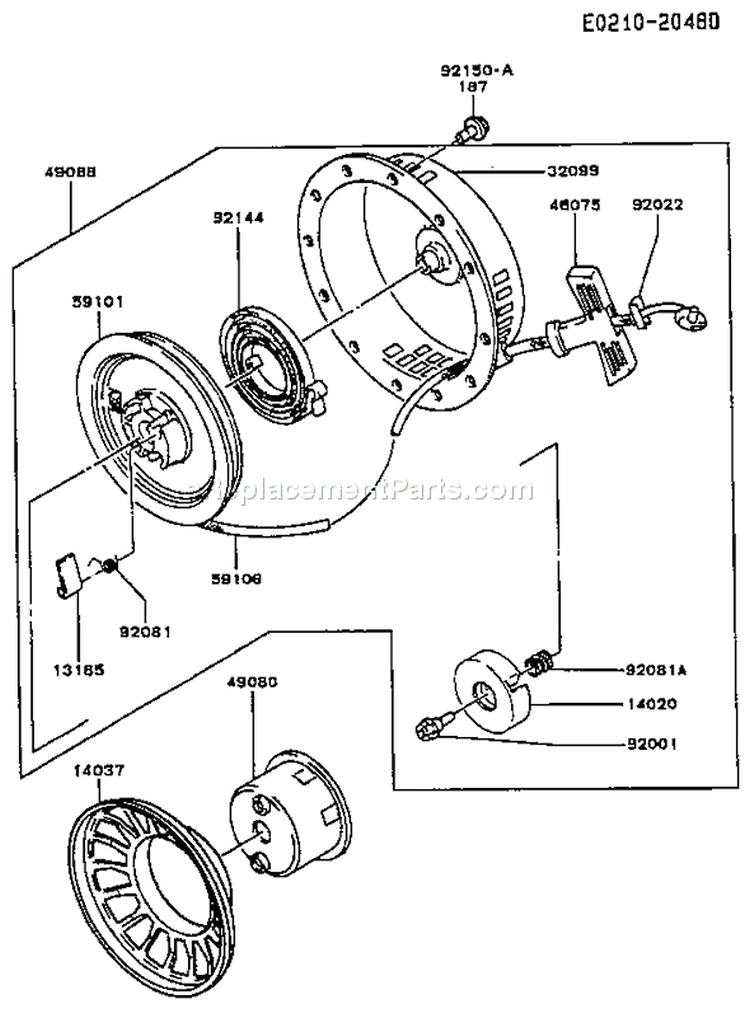 Page K Diagram and Parts List for FA130D ES01 Kawasaki Engine