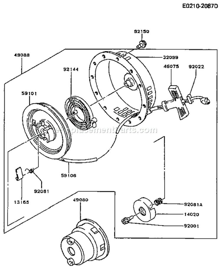 Page K Diagram and Parts List for FA130D GS06 Kawasaki Engine
