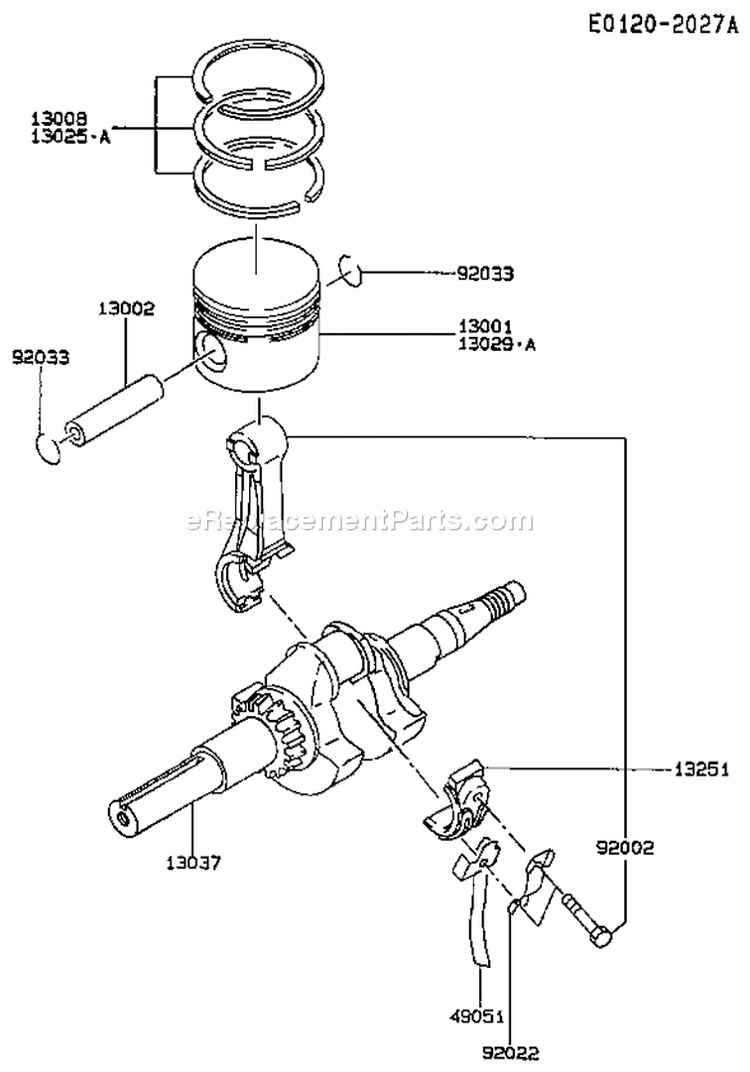 Page J Diagram and Parts List for FA130D MS00 Kawasaki Engine