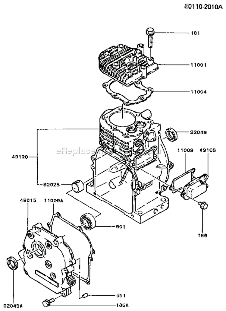 Page E Diagram and Parts List for FA130D MS00 Kawasaki Engine