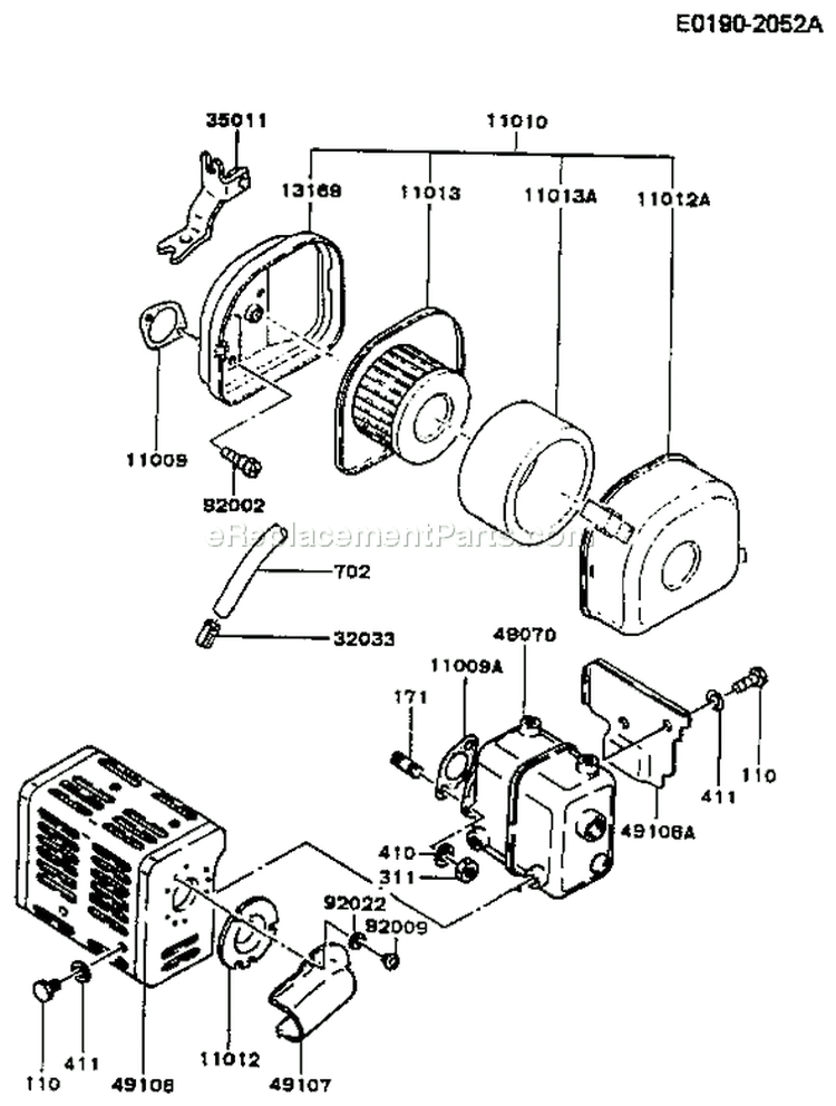 Page A Diagram and Parts List for FA130D MS00 Kawasaki Engine