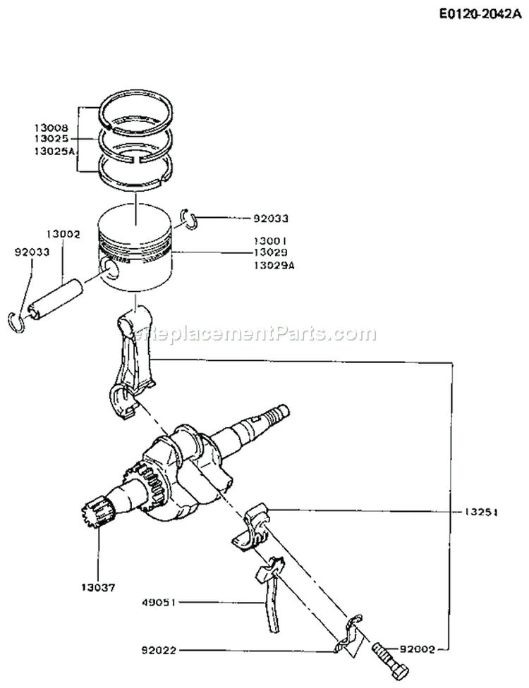 Page K Diagram and Parts List for FA130R FS00 Kawasaki Engine