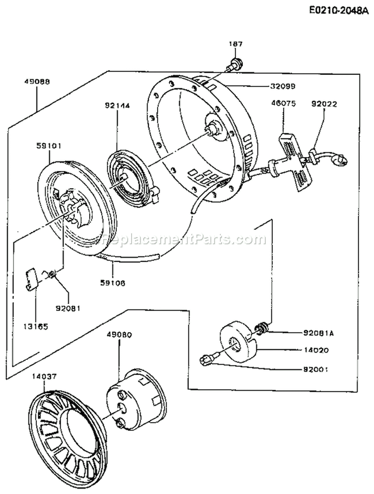 Page K Diagram and Parts List for FA130D MS00 Kawasaki Engine