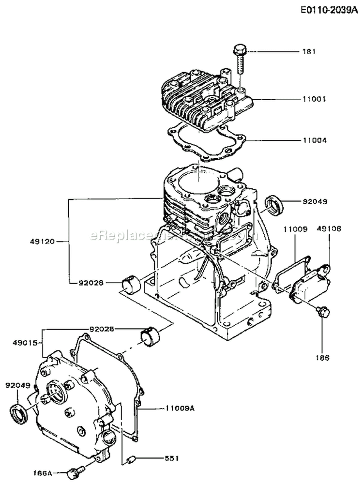 Page E Diagram and Parts List for FA130R FS00 Kawasaki Engine