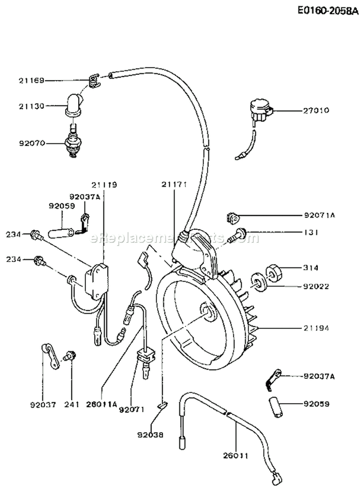 Page F Diagram and Parts List for FA130D MS00 Kawasaki Engine