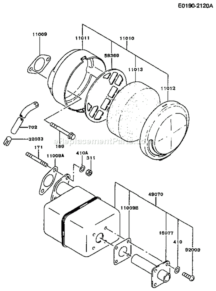 Page A Diagram and Parts List for FA210D AS21 Kawasaki Engine