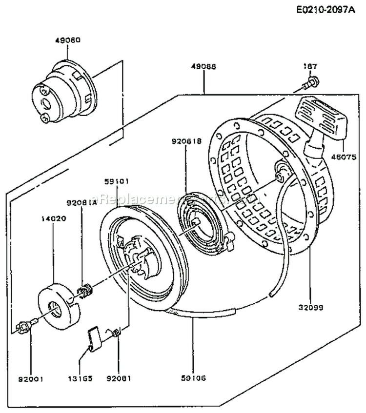 Page J Diagram and Parts List for FA210D AS21 Kawasaki Engine