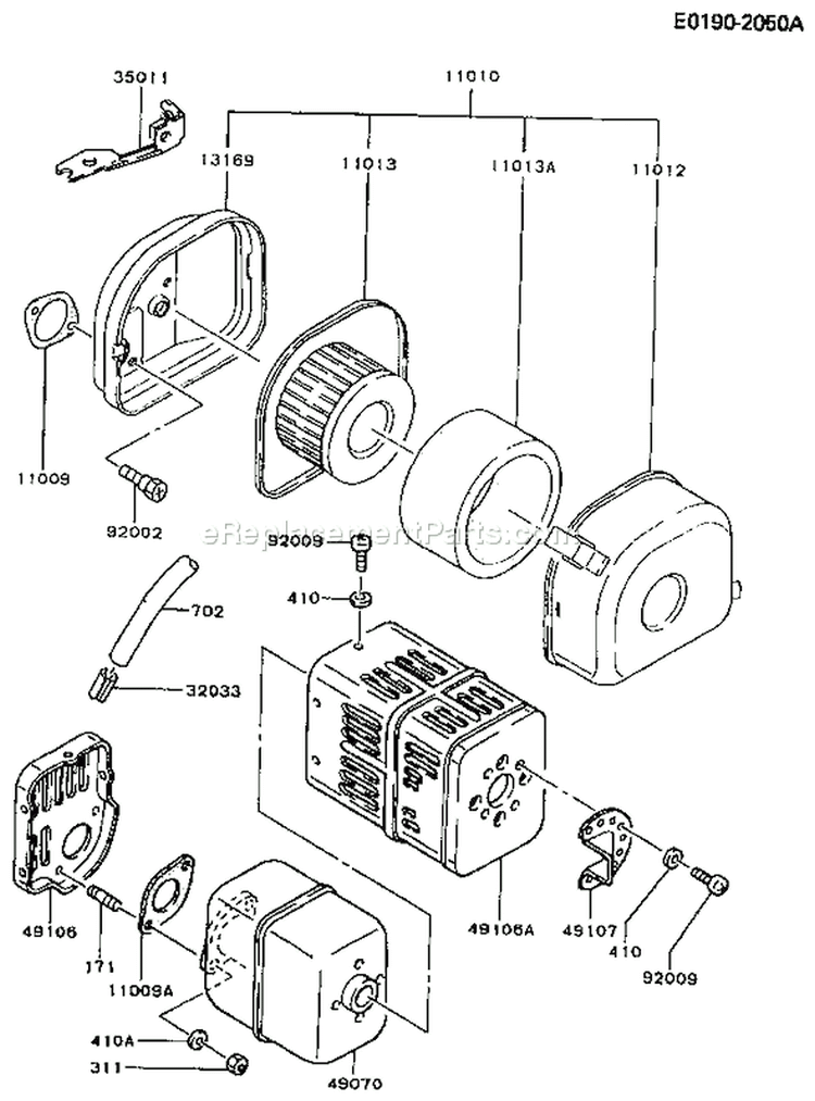Page A Diagram and Parts List for FA210D AS22 Kawasaki Engine