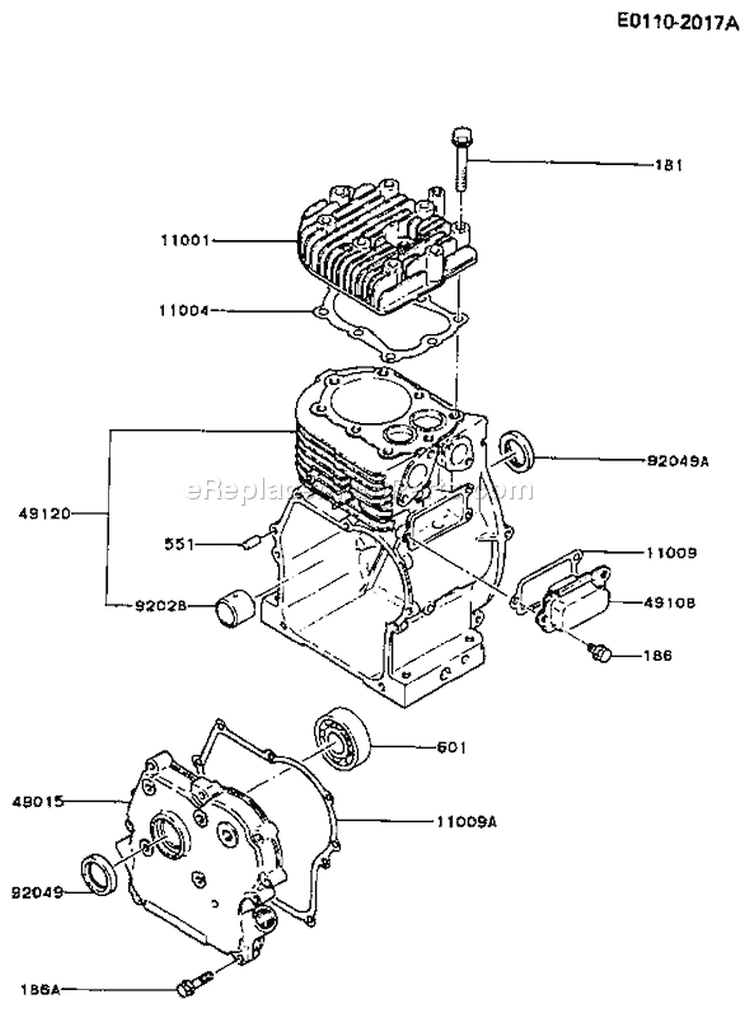 Page E Diagram and Parts List for FA210D AS21 Kawasaki Engine