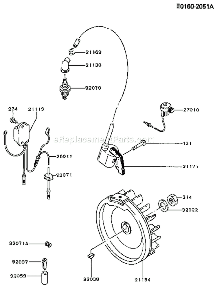 Page F Diagram and Parts List for FA210D AS22 Kawasaki Engine