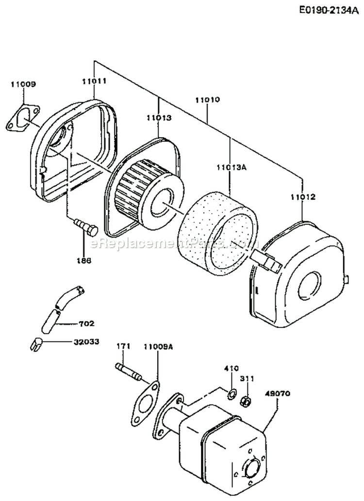 Page A Diagram and Parts List for FA210D AS23 Kawasaki Engine