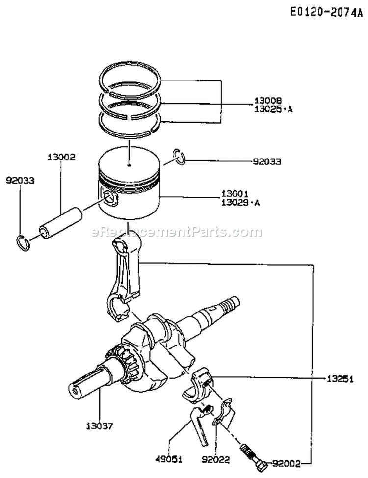 Page J Diagram and Parts List for FA210D AS23 Kawasaki Engine