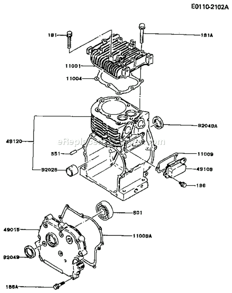 Page E Diagram and Parts List for FA210D AS23 Kawasaki Engine