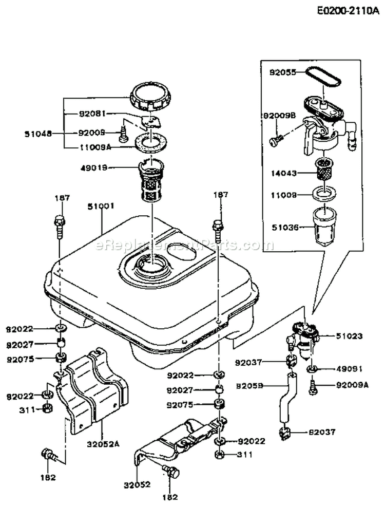 Page G Diagram and Parts List for FA210D AS23 Kawasaki Engine