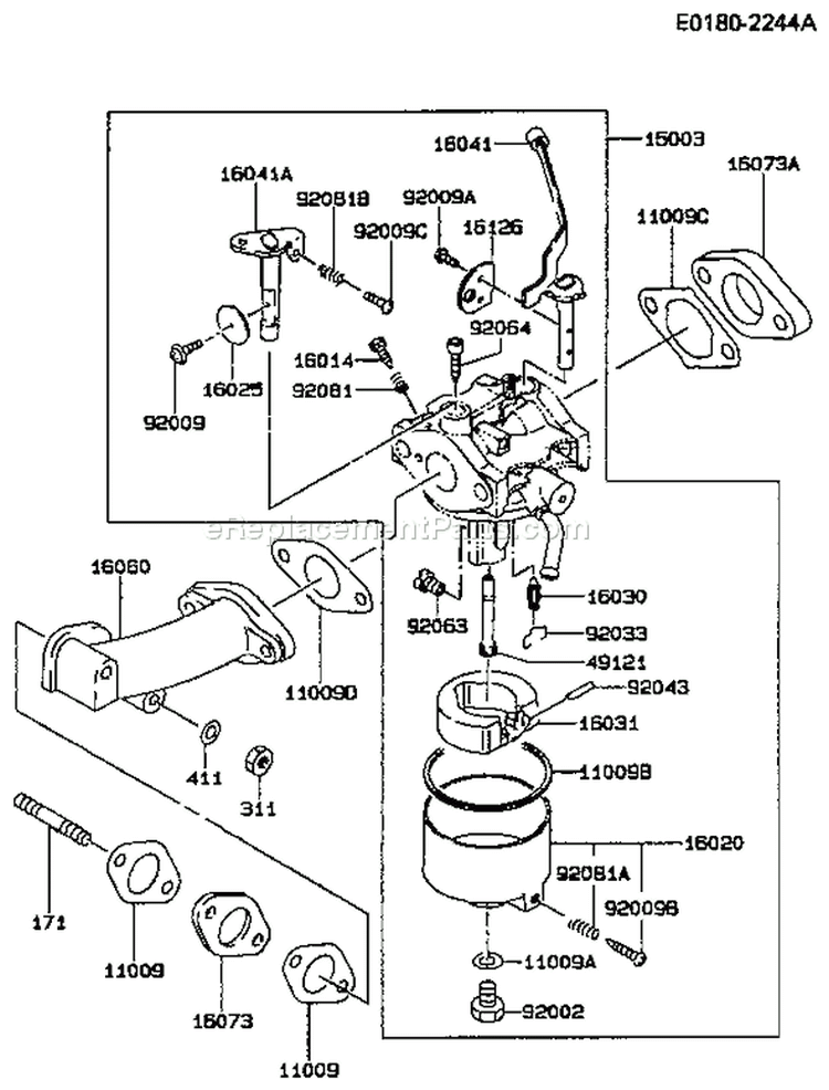 Page B Diagram and Parts List for FA210D AS24 Kawasaki Engine