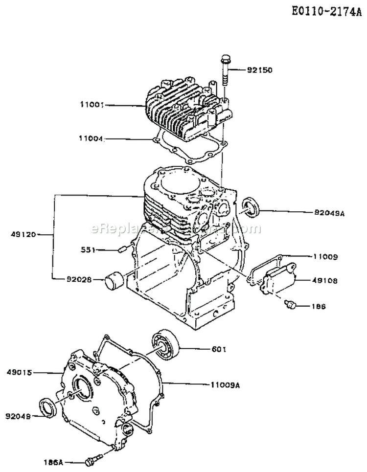 Page E Diagram and Parts List for FA210D CM81 Kawasaki Engine